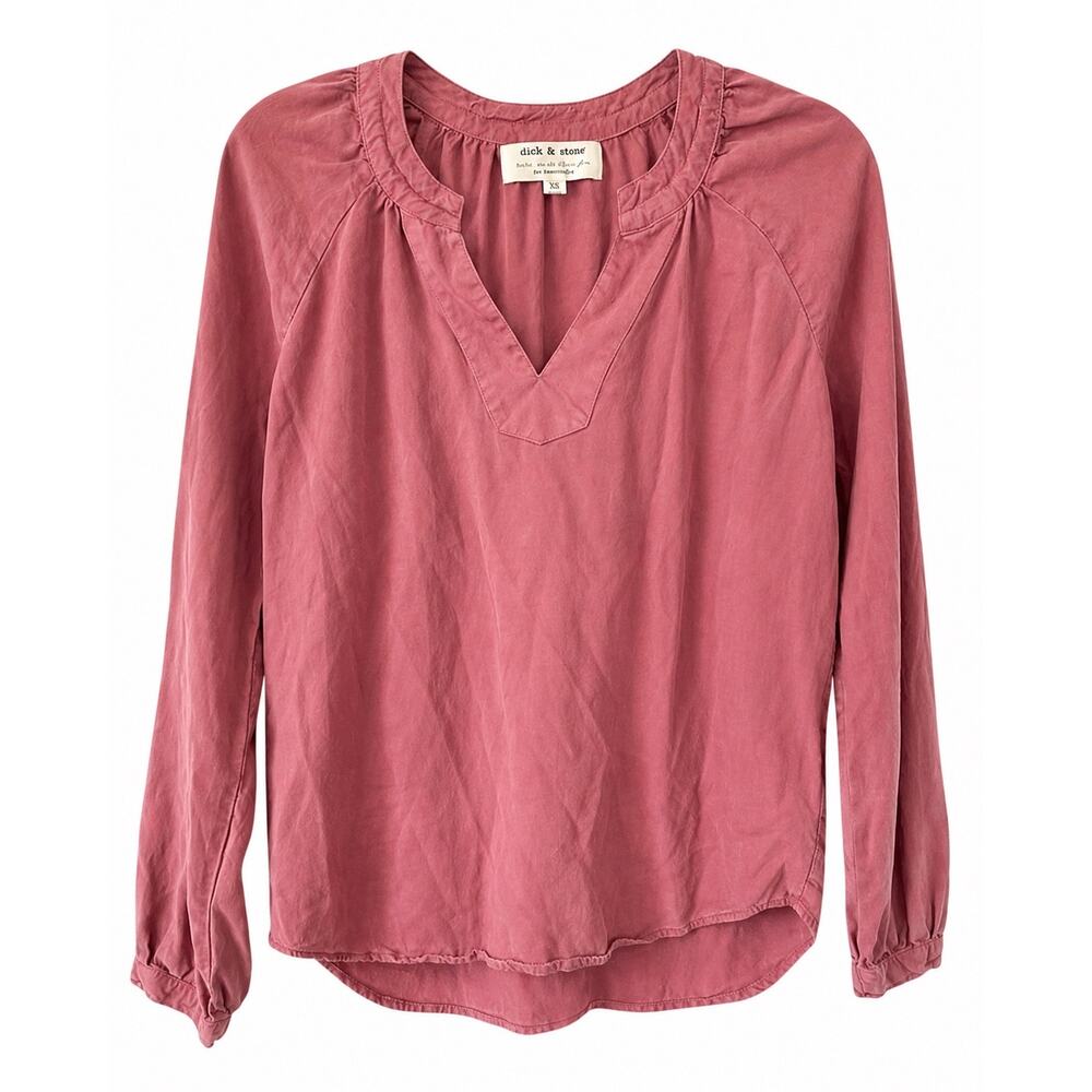 Anthropologie Cloth & Stone Blouse ExSmall Pink Tencel Lyocell Boho VNeck
